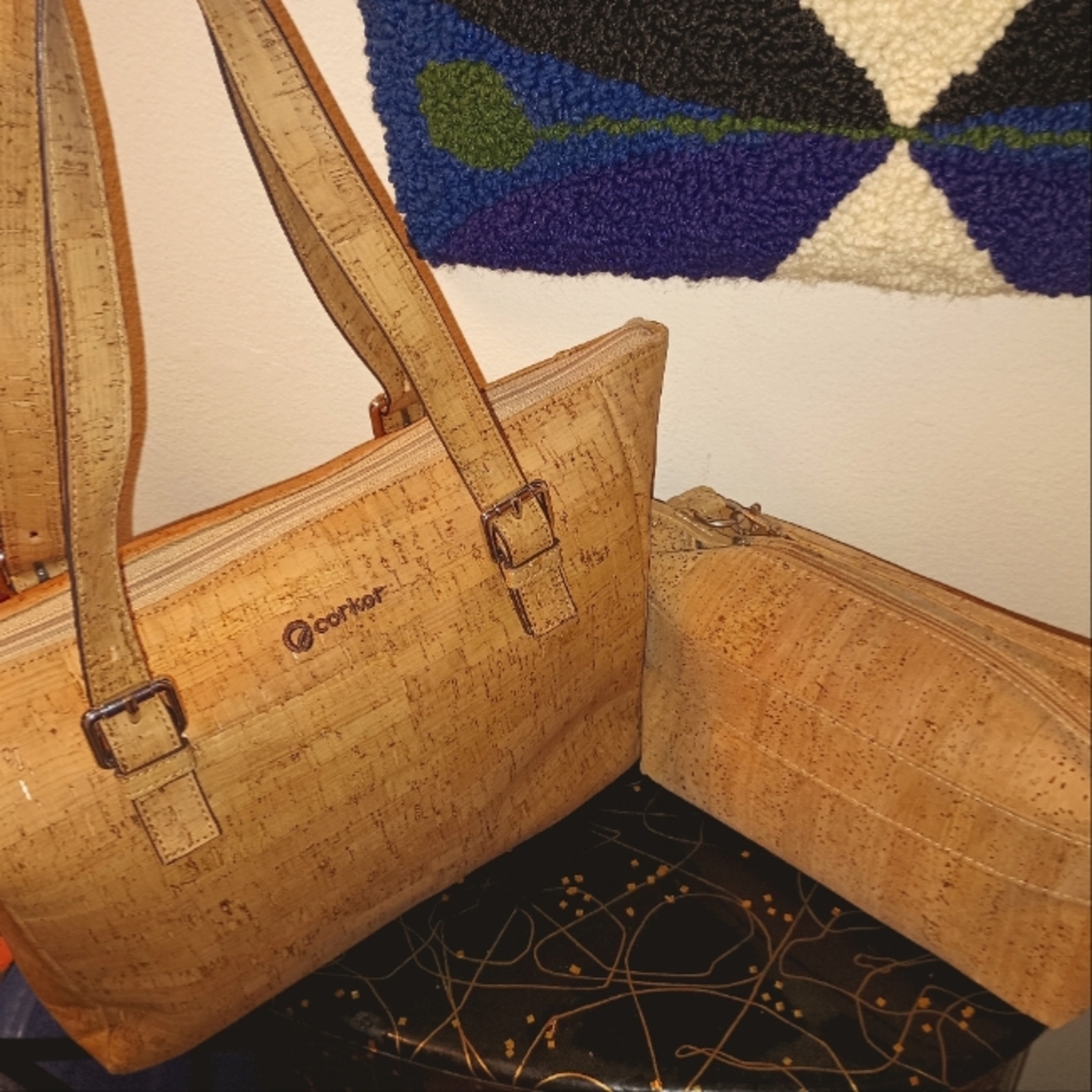 Large Satchel Corker Brand Shoulder Bag & XL Toiletry Bag